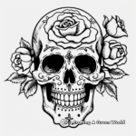 Classic Vintage Rose Skull Coloring Pages 2