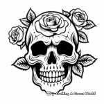 Classic Vintage Rose Skull Coloring Pages 3
