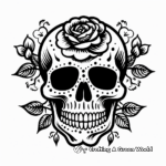 Classic Vintage Rose Skull Coloring Pages 4