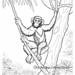 Climbing Chimpanzee Jungle Animal Coloring Pages 1