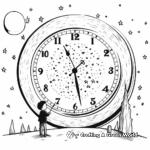 Clock Striking Midnight New Year Coloring Pages 2
