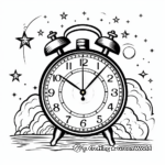 Clock Striking Midnight New Year Coloring Pages 4