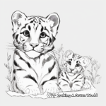 Clouded Leopard Family Coloring Pages: Male, Female, and Cubs 1