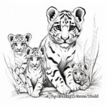 Clouded Leopard Family Coloring Pages: Male, Female, and Cubs 3