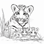 Clouded Leopard Family Coloring Pages: Male, Female, and Cubs 4