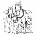 Clydesdale Family Coloring Pages: Male, Female, and Foals 4