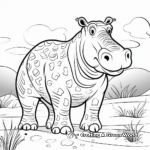 Colorful African Hippo Coloring Pages for adults 1