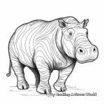 Colorful African Hippo Coloring Pages for adults 2