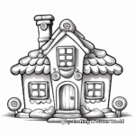 Colorful Candyland Gingerbread House Coloring Pages 1