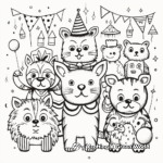 Colorful Circus Party Animal Coloring Pages 1