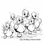 Colorful Illustrations of 5 Little Ducklings Coloring Pages 3