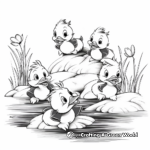 Colorful Illustrations of 5 Little Ducklings Coloring Pages 4