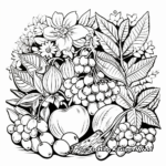 Colorful Jungle Fruits and Flowers Coloring Sheets 2