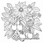 Colorful Jungle Fruits and Flowers Coloring Sheets 4