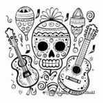 Colorful Maracas and Music Elements Day of The Dead Coloring Pages 4