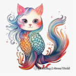 Colorful Mermaid Cat Coloring Pages: Great for Watercolor Painters 2