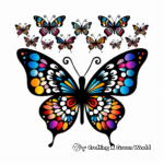 Colorful Pixel Butterflies Coloring Pages 3
