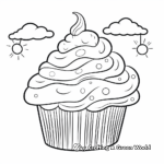 Colorful Rainbow Cupcake Coloring Pages 3
