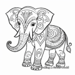 Colorful Rainbow Henna Elephant Coloring Sheets 1