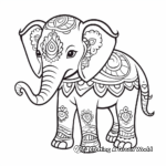 Colorful Rainbow Henna Elephant Coloring Sheets 2