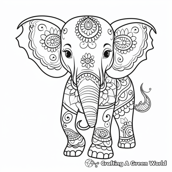 Henna Elephant Coloring Pages - Free &amp; Printable!