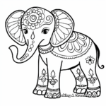 Colorful Rainbow Henna Elephant Coloring Sheets 4