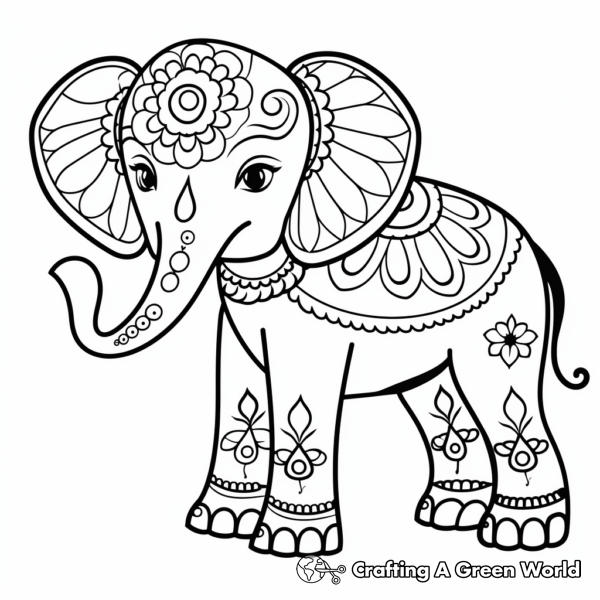 Henna Elephant Coloring Pages - Free &amp; Printable!