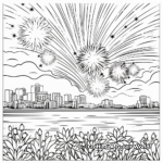 Colorful Summer Fireworks Display Coloring Pages 1