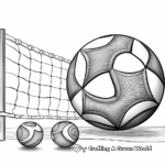 Colorful Volleyball Net and Ball Coloring Pages 1
