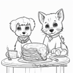 Coloring Pages of Dogs and Cats at Mealtime 1