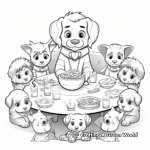 Coloring Pages of Dogs and Cats at Mealtime 3