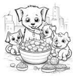Coloring Pages of Dogs and Cats at Mealtime 4