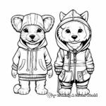 Coloring Pages of Dogs and Cats in Clothes 1