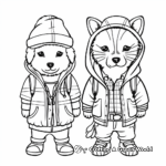 Coloring Pages of Dogs and Cats in Clothes 3