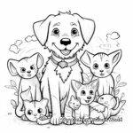 Coloring Pages of Dogs and Cats with their Toys 1