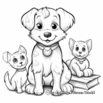 Coloring Pages of Dogs and Cats with their Toys 3