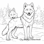 Coloring Pages of Wolves in Wintertime 1