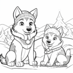 Coloring Pages of Wolves in Wintertime 3