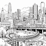 Complex Cityscape Landscape Coloring Pages for Adults 1