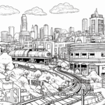 Complex Cityscape Landscape Coloring Pages for Adults 4