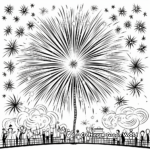 Complex Firework Display Coloring Pages for New Year 3