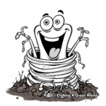 Compost Pile with Earthworm Coloring Pages 1