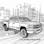 Construction Scene with Pickup Truck Coloring Pages 1