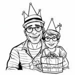 Cool Dad in Birthday Hat Coloring Pages 3
