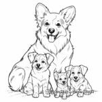 Corgi Family Coloring Pages: Male, Female, and Puppies 4