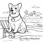 Corgi Lifeguard on Duty at the Beach Coloring Pages 4