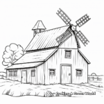 Country Barn and Windmill Coloring Pages 2
