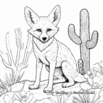 Coyote and Cactus Coloring Pages 1
