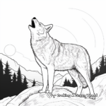 Coyote Howling in the Fall Night Coloring Pages 1