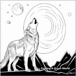 Coyote Howling in the Fall Night Coloring Pages 4